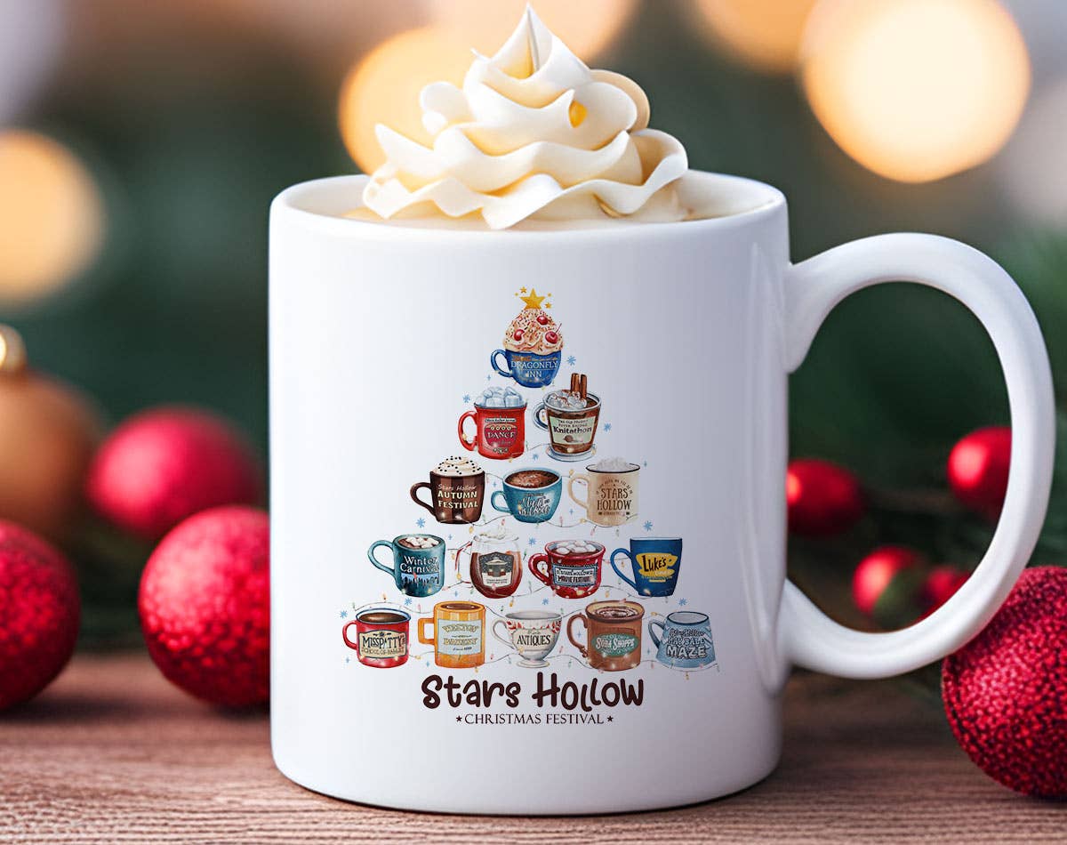 Star Hollow Christmas Tree - Gilmore Inspired Coffee Mug: 11oz White