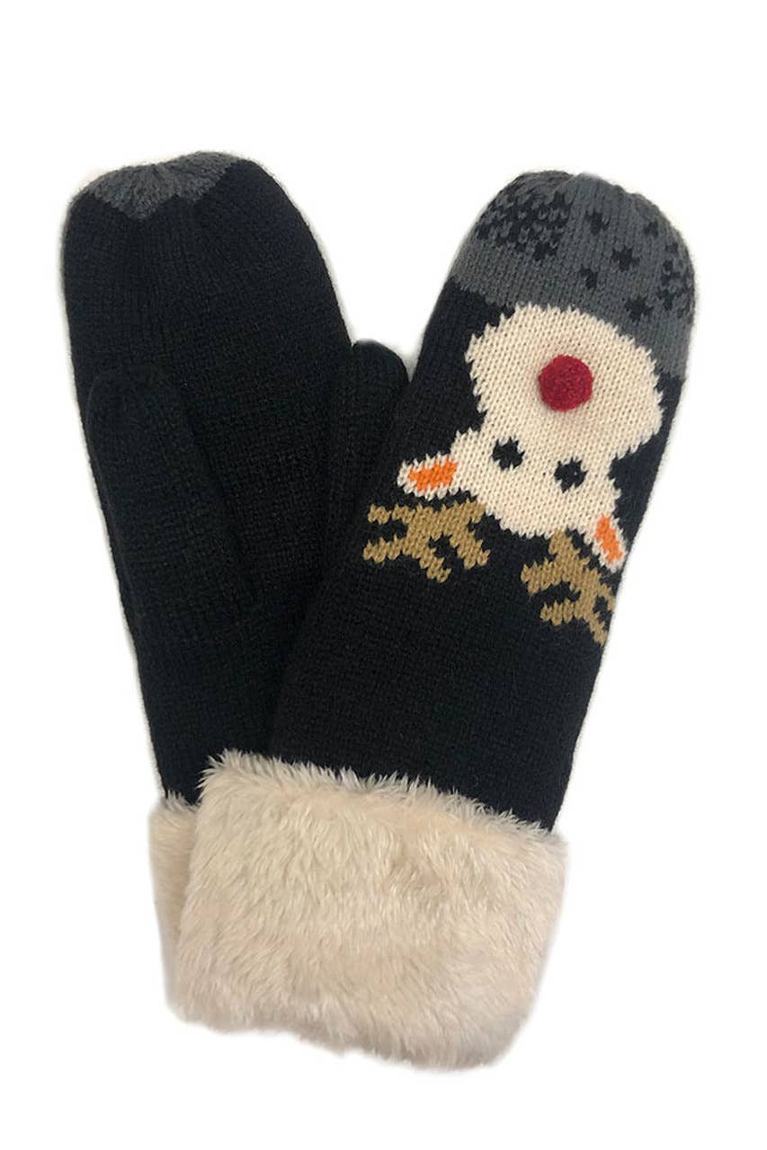 Hana - Reindeer Mitten With Cuff: Black