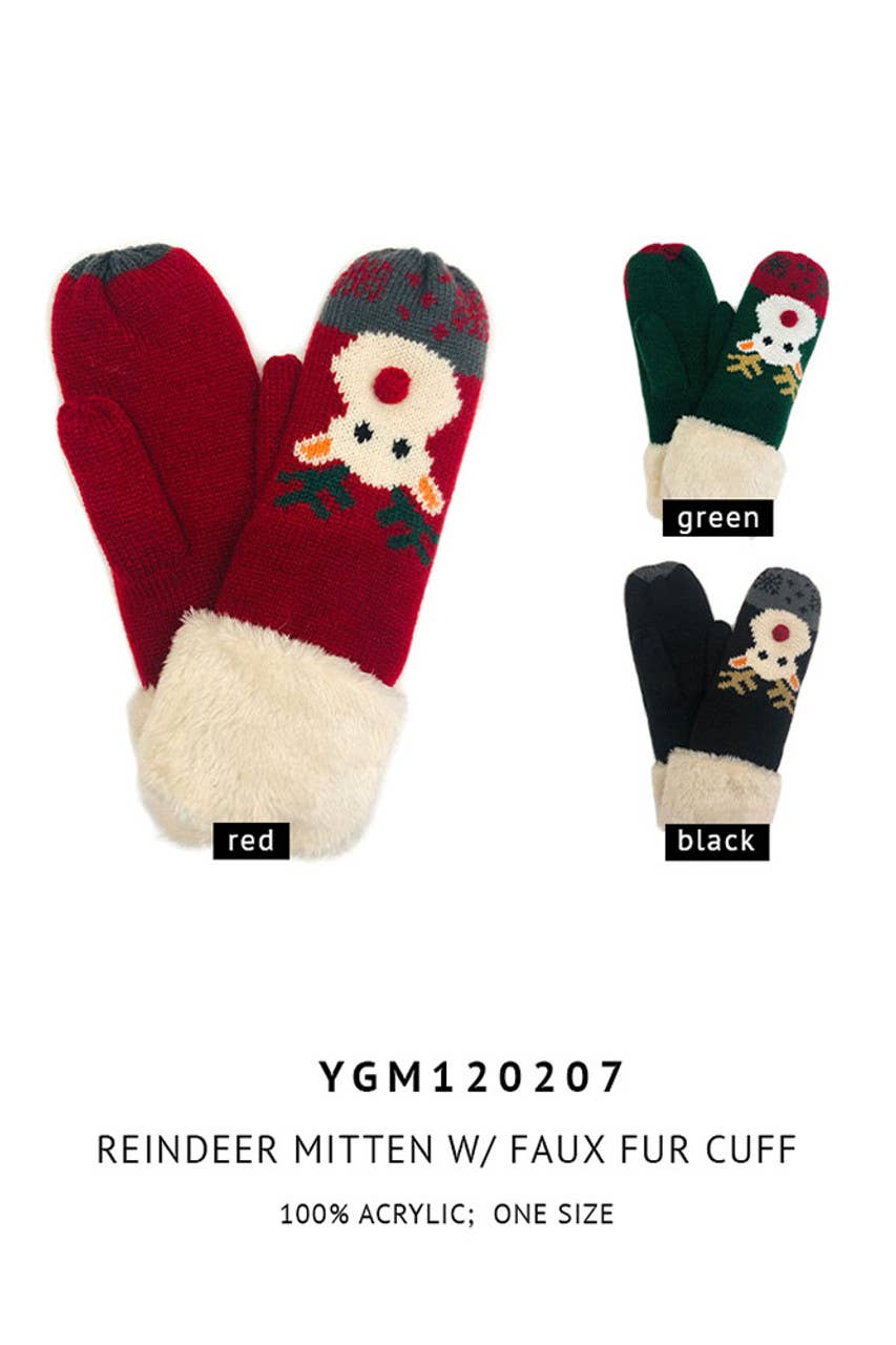 Hana - Reindeer Mitten With Cuff: Black